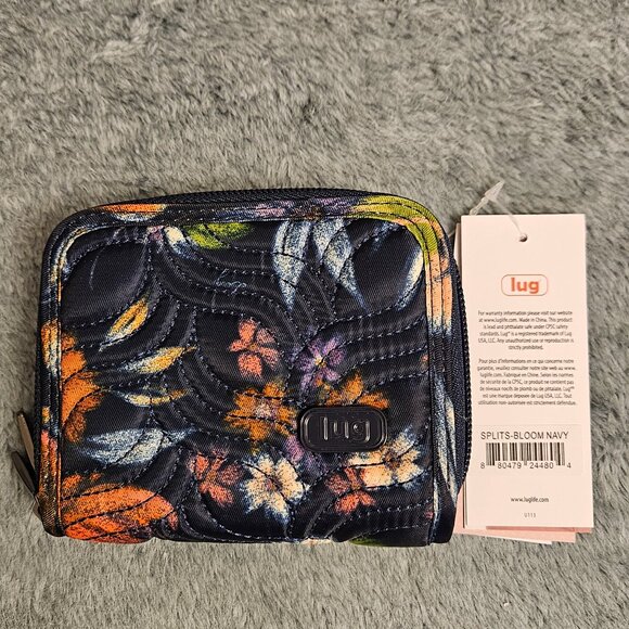 NWT Lug Splits compact RFID wallet in Bloom Navy - Picture 1 of 6